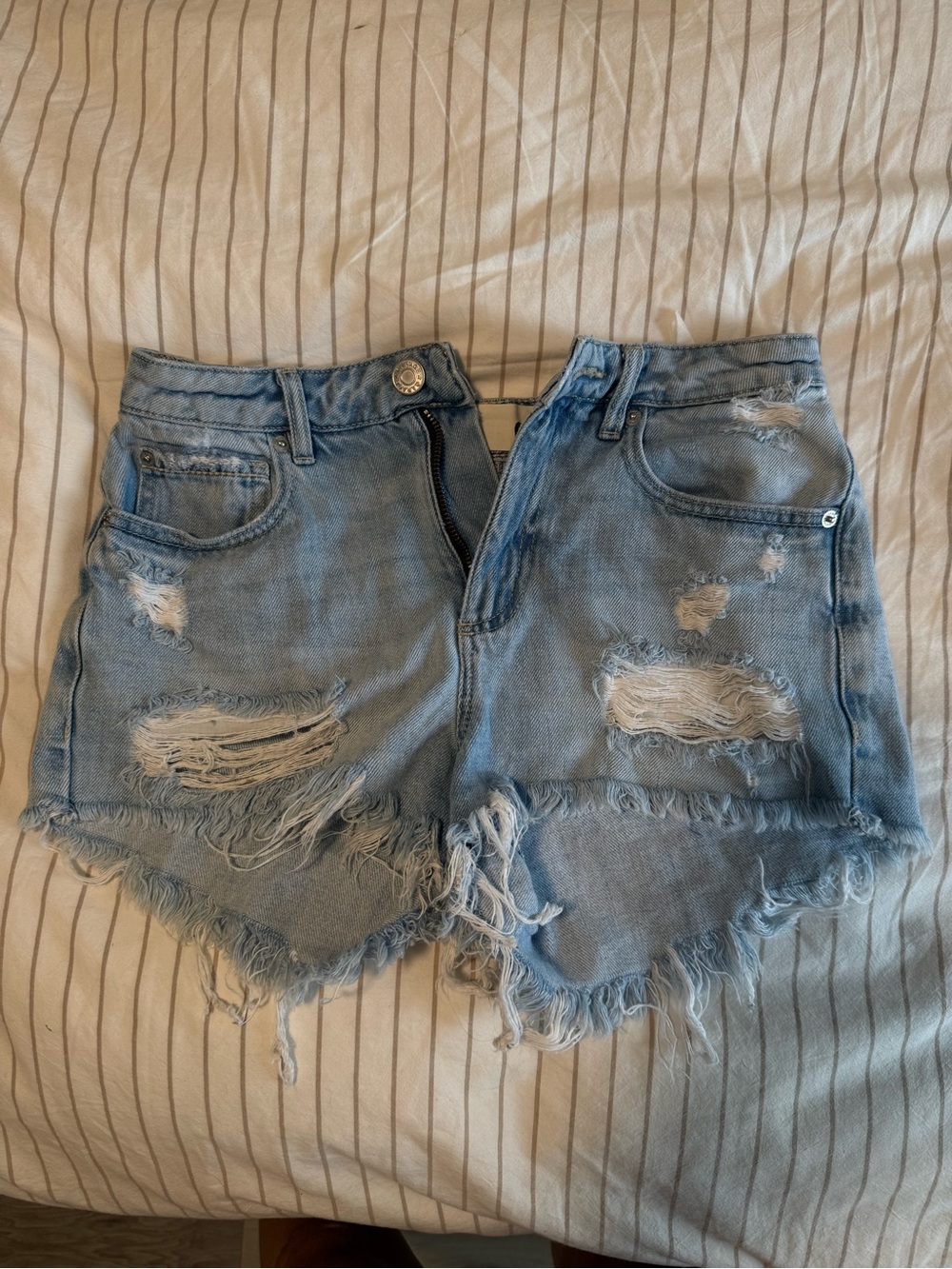 Garage Light Blue Distressed Denim Jean Shorts